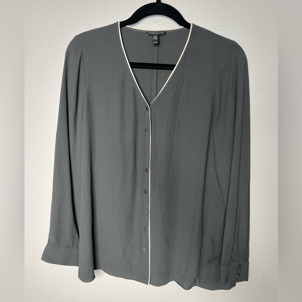 Eileen Fisher 100%‎ Silk Button Up Blouse- SP
